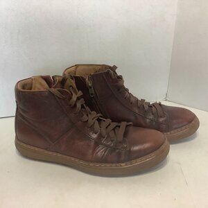 Men's Florsheim Crew High Top Leather Brown Boots Shoes Size 8 M Size Zip